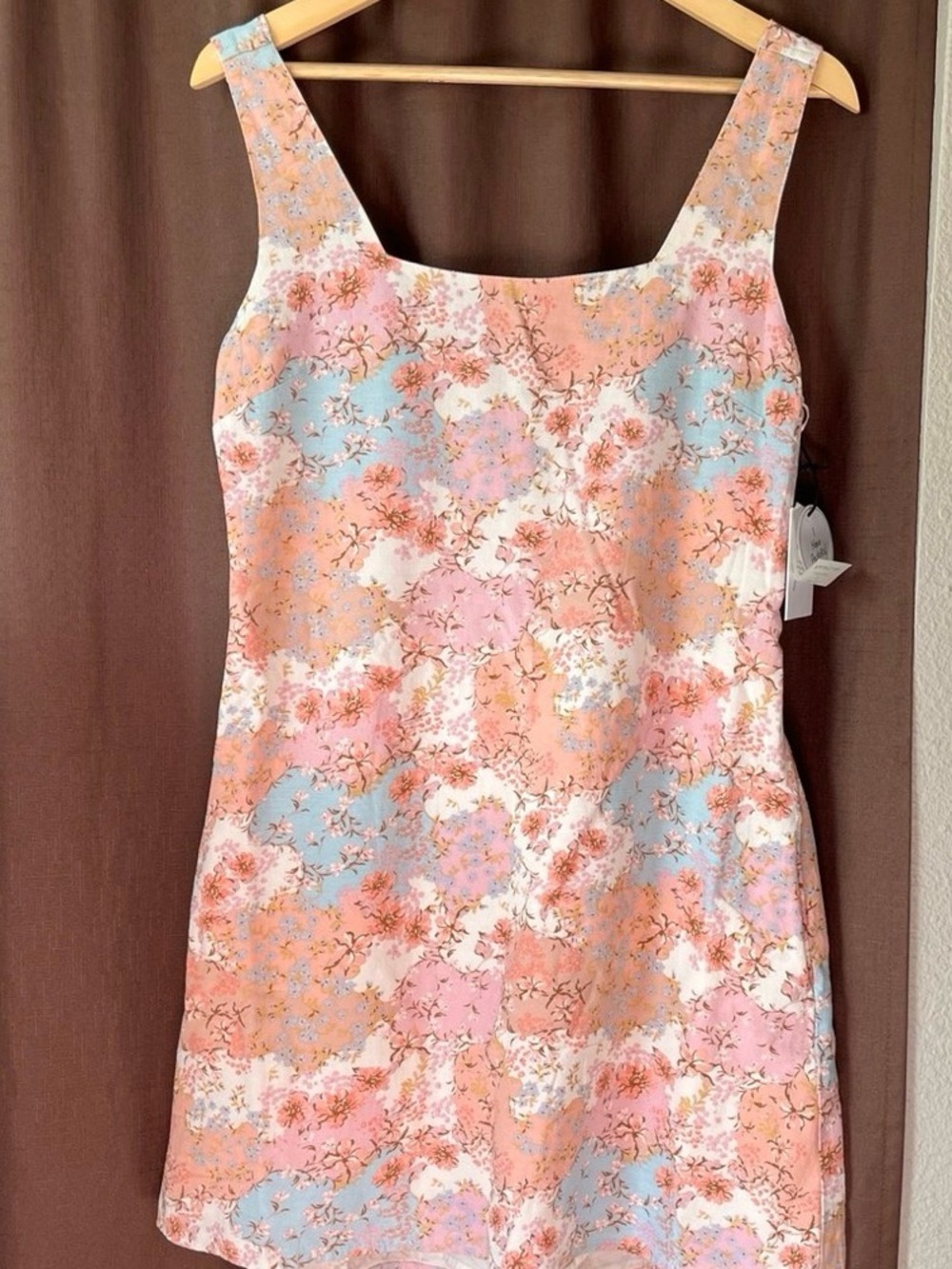 Japna Pastel Floral Square-Neck Sleeveless Dress
